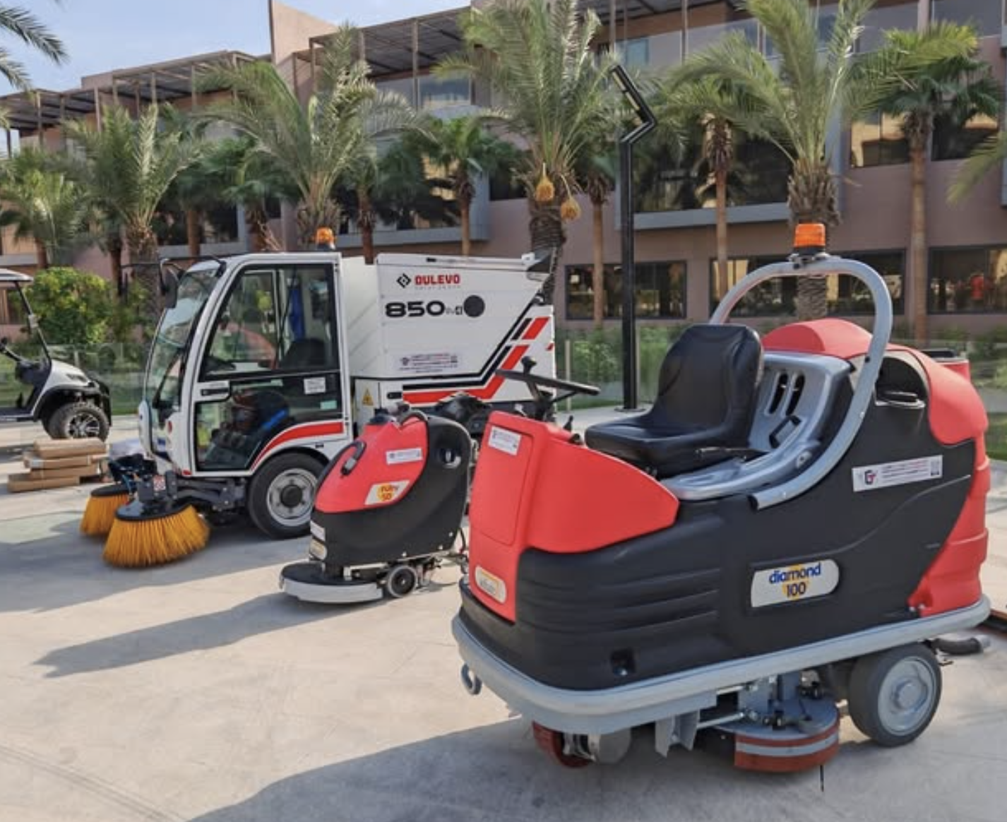 Great selection by our prestigious client of the Dulevo Street Sweeper along with our Adiatek Ride On & Walk Behind Scrubber, we strive to offer top notch Italian robust equipment to our clients in the Middle Eastern region.